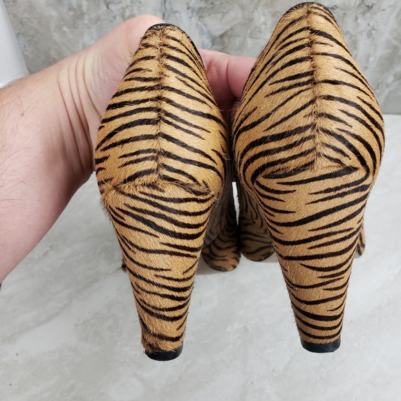 Mi Piaci Tiger Calf Hair Fur Animal Print Heels 41 - Picture 10 of 15